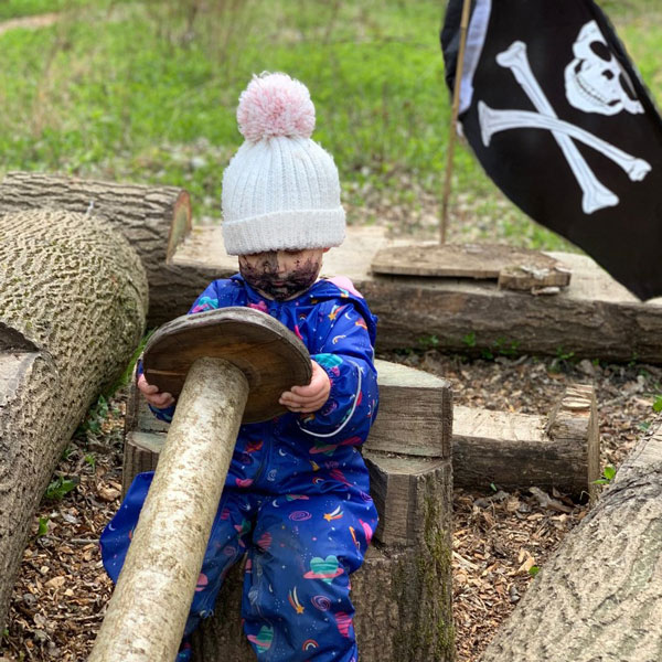 Boy being a pirate