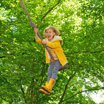girl on a rope swing